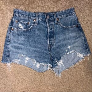 Levi's Blue Jean Shorts Distressed Frayed Hem